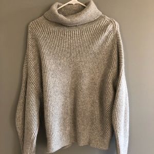 Gray turtleneck sweater